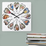 Il était une fois 12 Photos en forme de coeur blan<br><div class="desc">Create your own multi photo clock to tell your story - the center of the clock face is lettered with "Once upon a time" in handwritten typographiy. Use the photo template to add 12 of your favorite, which will be played in heart shaped frames. The design uses portrait vertical for...</div>