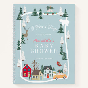 Il Faut Un Baby shower Bleu Village Livre D'Hôtes