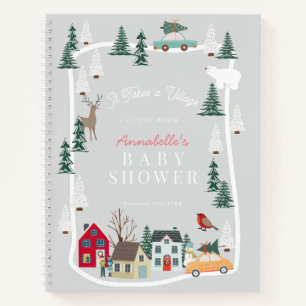 Il Faut Un Village Grey Baby shower Livre D'Invité