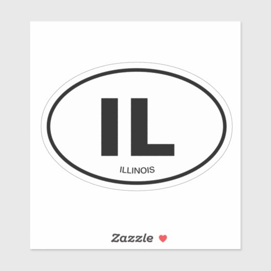 IL Illinois code américain oval vinyle autocollant (Feuille)