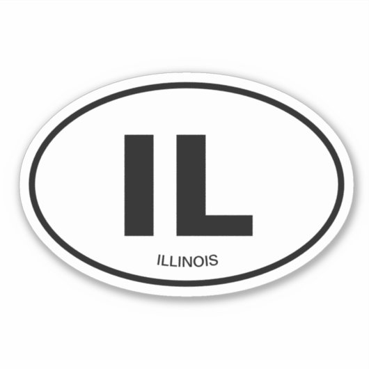 IL Illinois code américain oval vinyle autocollant (Devant)