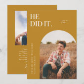 Il L'A Fait Arc Jaune Faire-part De Diplôme (Devant / Derrière)