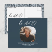 Il l'a fait bleu moderne carte postale (Devant / Derrière)