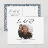 Il l'a fait bleu moderne carte postale (Devant / Derrière)