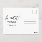 Il l'a fait carte postale de remise de diplôme pho (Dos)