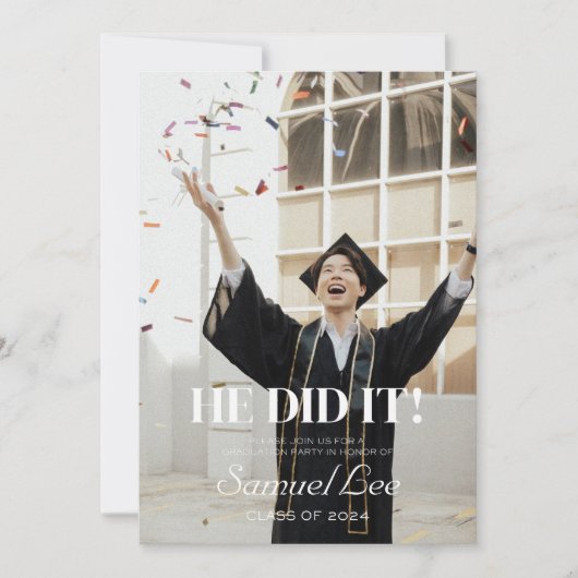 IL L'A FAIT DIPLÔMÉE FÊTE INVITATION (Devant)