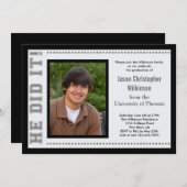 Il L'A Fait ! Invitation photo de diplôme (Devant / Derrière)