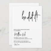 Il L'A Fait Moderne Graduation Party Invitation (Devant / Derrière)