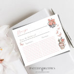 Il Me Donne Des Papillons Thé Floral Douche Jeu<br><div class="desc">Élégant Il me donne des papillons thème Blush Pink et Grey Fleurs sauvages et Papillons et tasses Aquarelle Floral High Tea Brunch Fête des mariées Fête de jeu amusant Carte de recette</div>