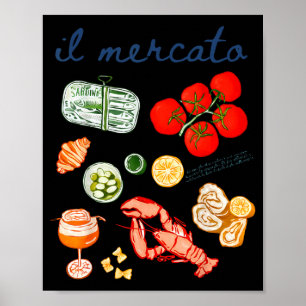 Il Mercato Italiaanse Zomer Sardines Kreeft Tomaat Poster