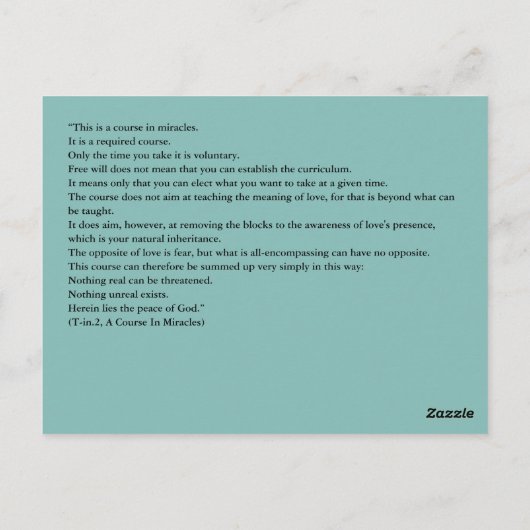 Il n'y a rien d'irréel Non dualité Carte ACIM (Dos)