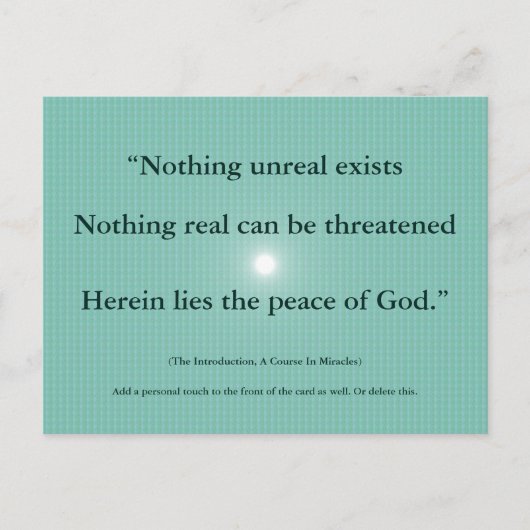 Il n'y a rien d'irréel Non dualité Carte ACIM (Devant)