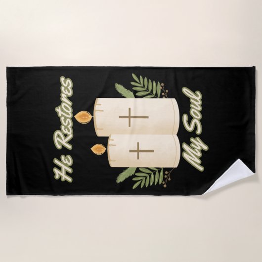 Il Restaure Mon Âme Bible Citation Plage Serviette (Devant)