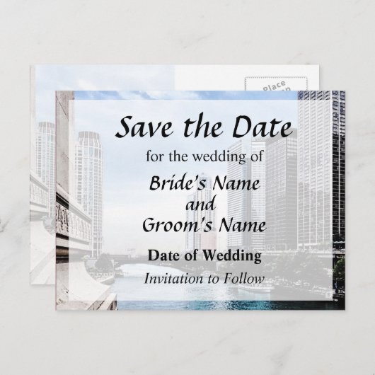 IL - Uitzicht van de Brug van Michigan Avenue spar Aankondigingskaart (Voorkant / Achterkant)