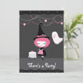 Il y a une partie ! Invitation rose de sorcière (Debout devant)