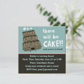 Il y aura du gâteau ! Invitation de fête drôle et (Debout devant)