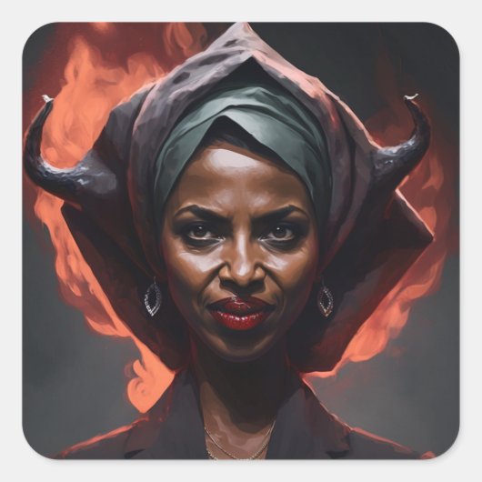 Ilan Omar Shows HAAR Duizelpaarden Vierkante Sticker (Voorkant)