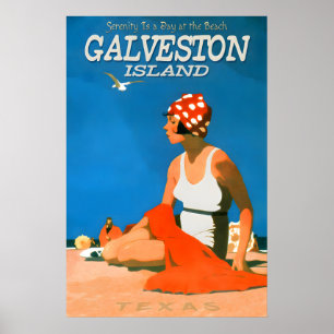 Île de Galveston Texas Voyage Affiche de Reproduct