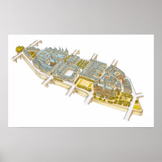 Ile-de-la-Cite. Parijs Frankrijk Poster (Voorkant)