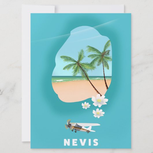 Île des Caraïbes Nevis Carte illustrée. (Devant)