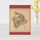 Île d'Hawaï, 1886, carte hawaïenne vintage (Fleur jaune)