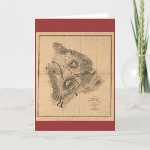 Île d'Hawaï, 1886, carte hawaïenne vintage