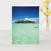 Île du Pacifique avec palmiers carte de voeux (Fleur jaune)