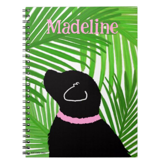 Île du palmier vert Cahier Chien Noir (Devant)