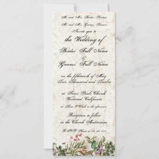 Île Palm Tree Orchidée Faire-part de mariage (Dos)