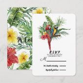 Île Paradise Birds Mariage floral tropical RSVP (Devant / Derrière)