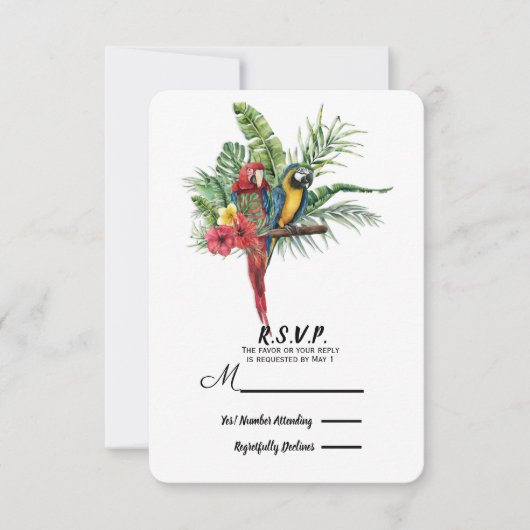 Île Paradise Birds Mariage floral tropical RSVP (Devant)