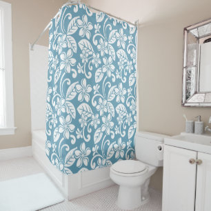 ?ÎLE PLUMERIA (BLEU D'ESCLAT) Rideau de douche
