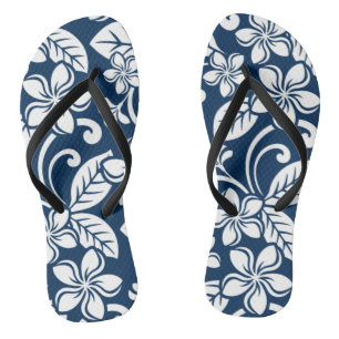 ÎLE PLUMERIA (BLEU FONCÉ) Paire de tongs