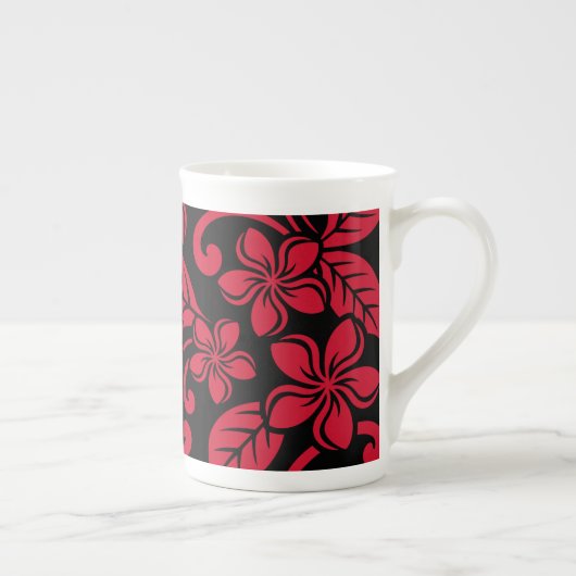 ÎLE PLUMERIA (NOIR/ROUGE) BONE CHINA MUG (Droite)