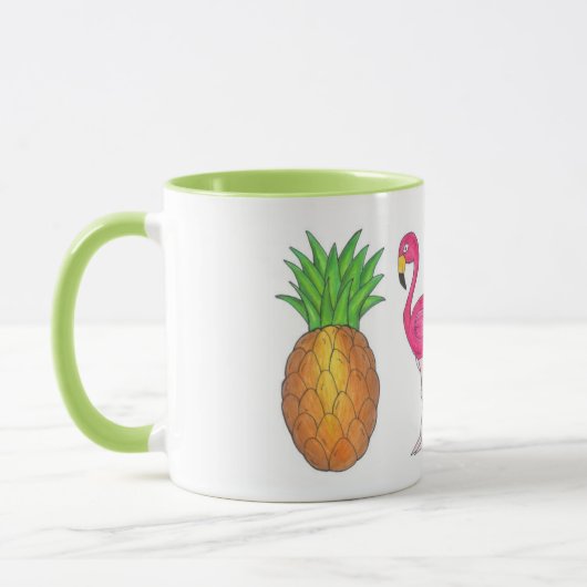 Île tropicale Ananas Flamant rose Palm Tree Mug (Gauche)