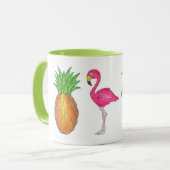 Île tropicale Ananas Flamant rose Palm Tree Mug (Devant gauche)