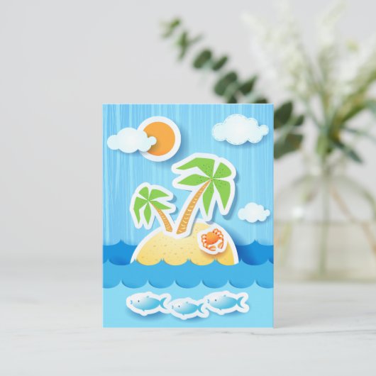 Île tropicale, carte postale (Debout devant)