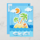 Île tropicale, carte postale (Devant / Derrière)
