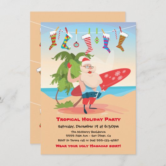 Ile tropicale Noël Fête Invitation (Devant / Derrière)