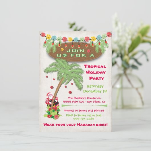 Ile tropicale Noël Fête Invitation (Debout devant)