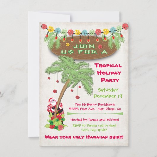 Ile tropicale Noël Fête Invitation (Devant)