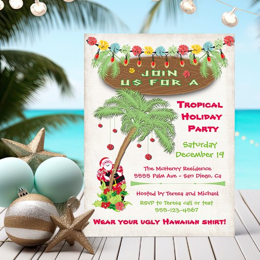 Ile tropicale Noël Fête Invitation