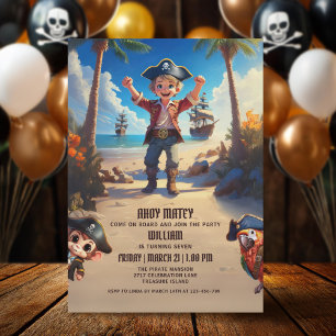 Ile tropicale Pirate Boy Invitation Anniversaire