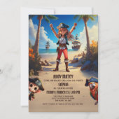 Ile tropicale Pirate Girl Invitation Anniversaire (Devant)