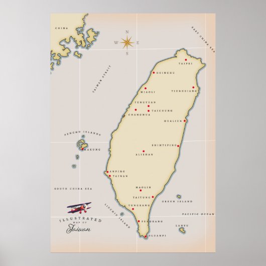 Île Verte affiche de voyage à Taiwan. (Devant)