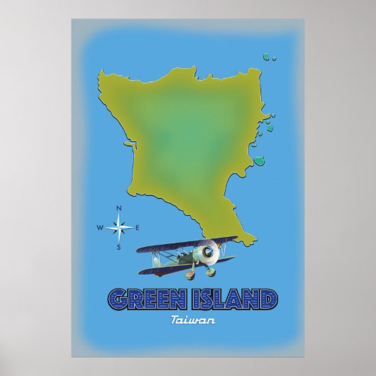 Île Verte affiche de voyage à Taiwan. (Devant)