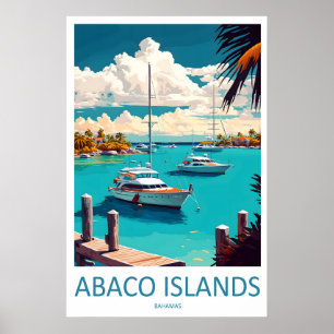 Îles Abaco Affiche de voyage vintage Ski National