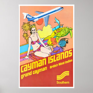Îles Caïmans Art Vintage Impression des Caraïbes G