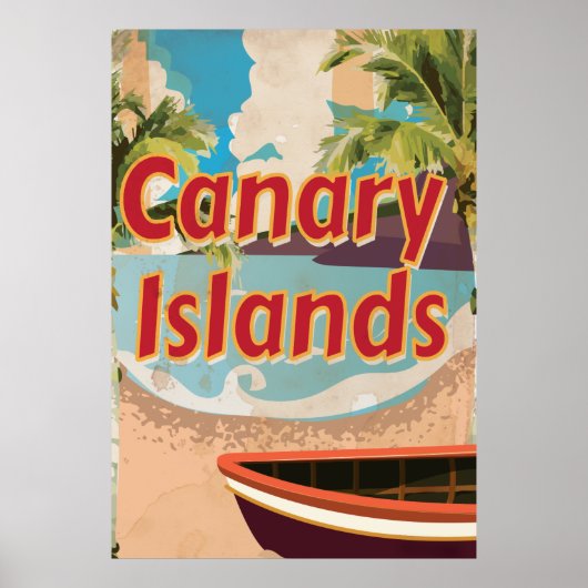 Îles Canaries Affiche de voyage vintage (Devant)