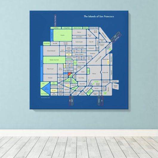 Îles de SF, toile étirée de 2'x2' (Insitu (Plancher de Bois))